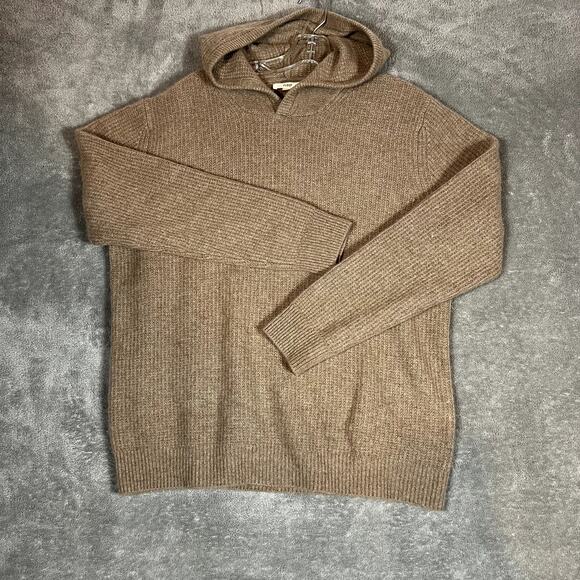 Nap 100% Cashmere Sweater Hoodie Women's M Brown Pullover Long Sleeve Comfy - Picture 1 of 10